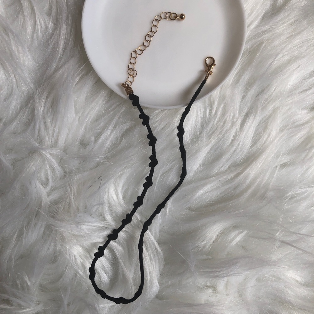 Black mini hearts felt choker necklace